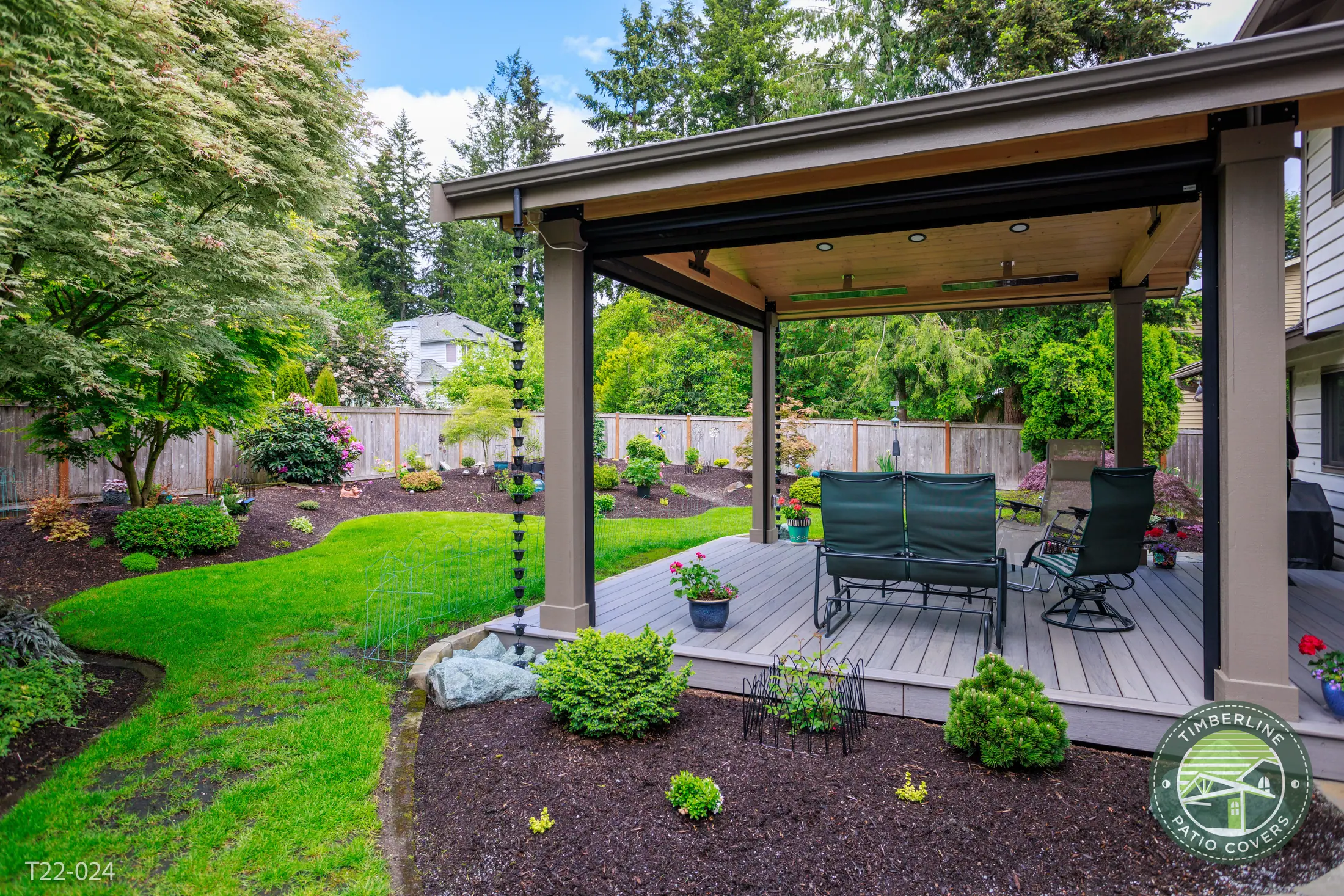 Covered outdoor living space built by MasterDecks